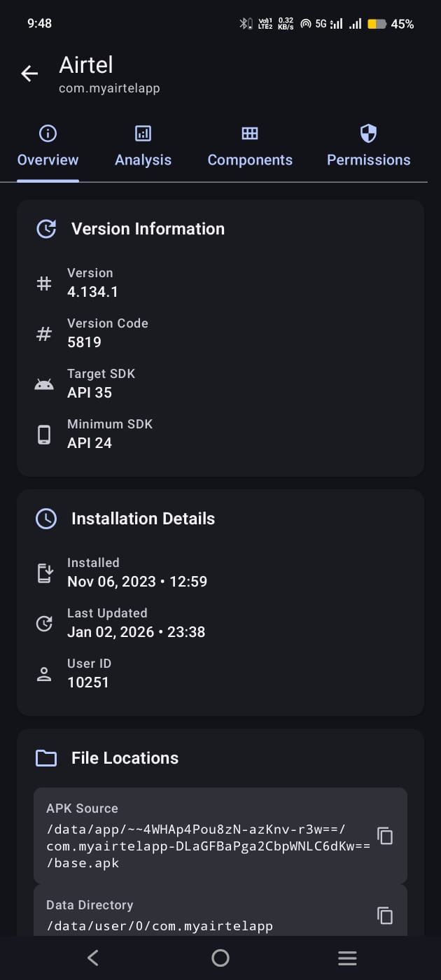 AppsAnalyzer app details screen